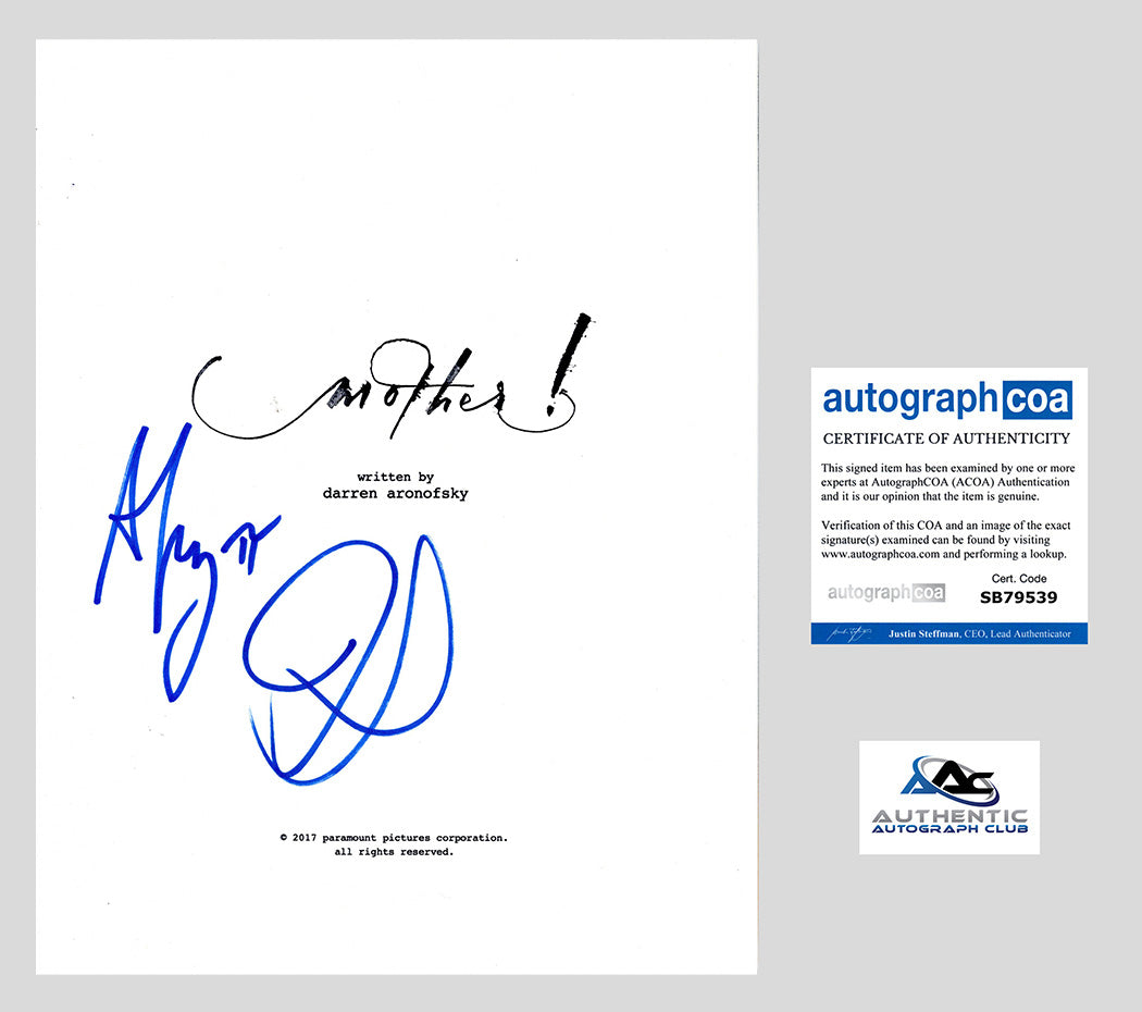 JENNIFER LAWRENCE DARREN ARONOFSKY AUTOGRAPH SIGNED MOTHER FULL SCRIPT ACOA