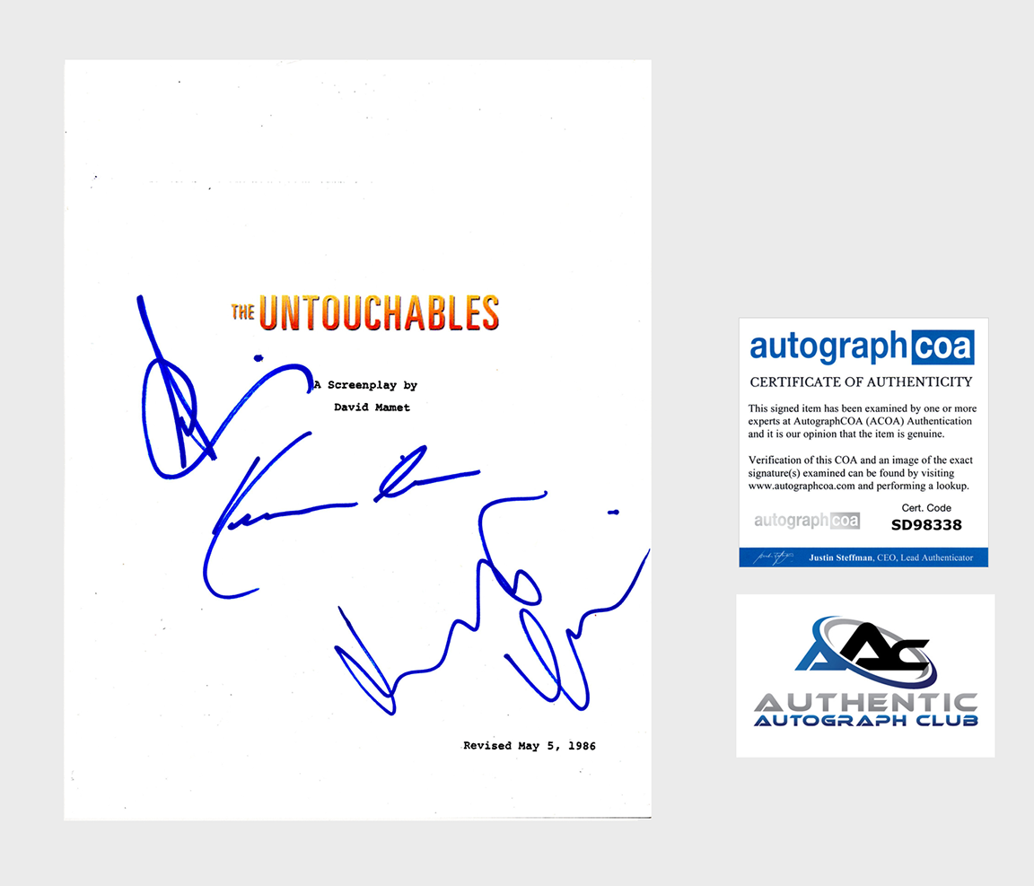 ROBERT DE NIRO, KEVIN COSTNER, ANDY GARCIA AUTOGRAPH SIGNED THE UNTOUCHABLES SCRIPT ACOA