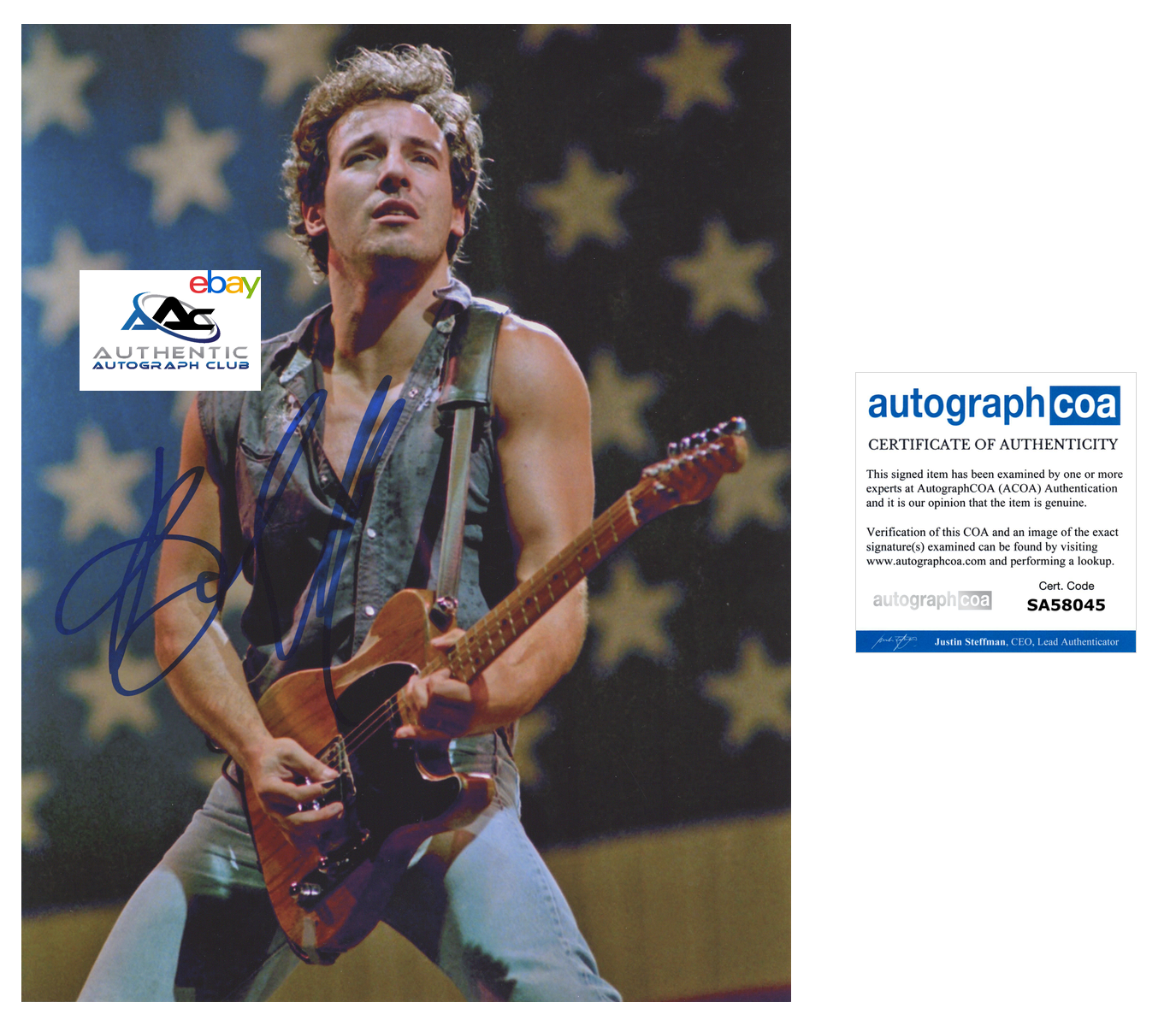 BRUCE SPRINGSTEEN AUTOGRAPH SIGNED 11x14 PHOTO BORN TO RUN ACOA