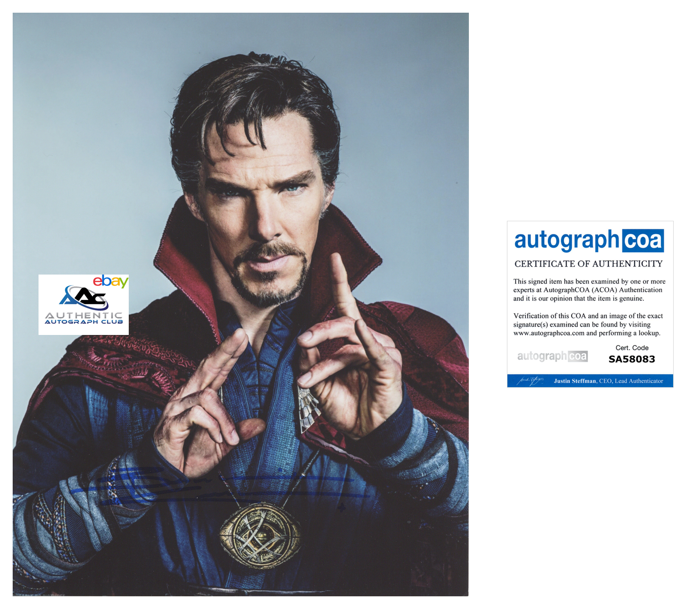 BENEDICT CUMBERBATCH AUTOGRAPH SIGNED 11x14 PHOTO DR DOCTOR STRANGE MARVEL ACOA