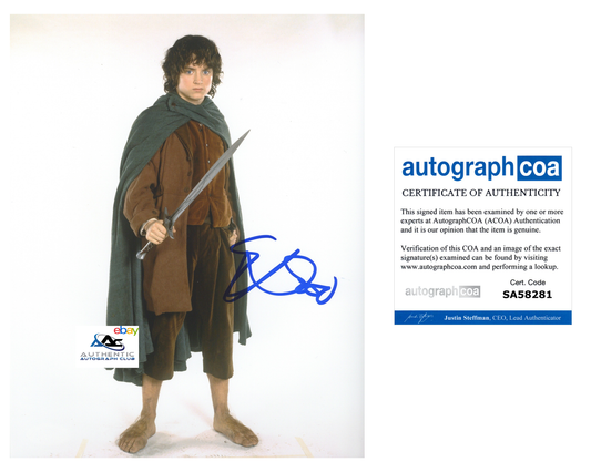 ELIJAH WOOD AUTOGRAPH SIGNED 8x10 PHOTO FRODO HOBBIT LORD OF THE RINGS ACOA COA