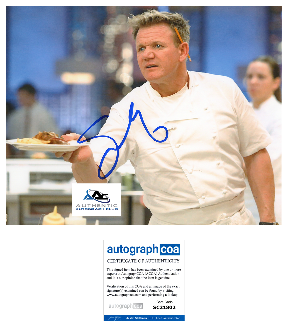 GORDON RAMSAY AUTOGRAPH SIGNED 8x10 PHOTO MASTERCHEF HELL'S KITCHEN ACOA