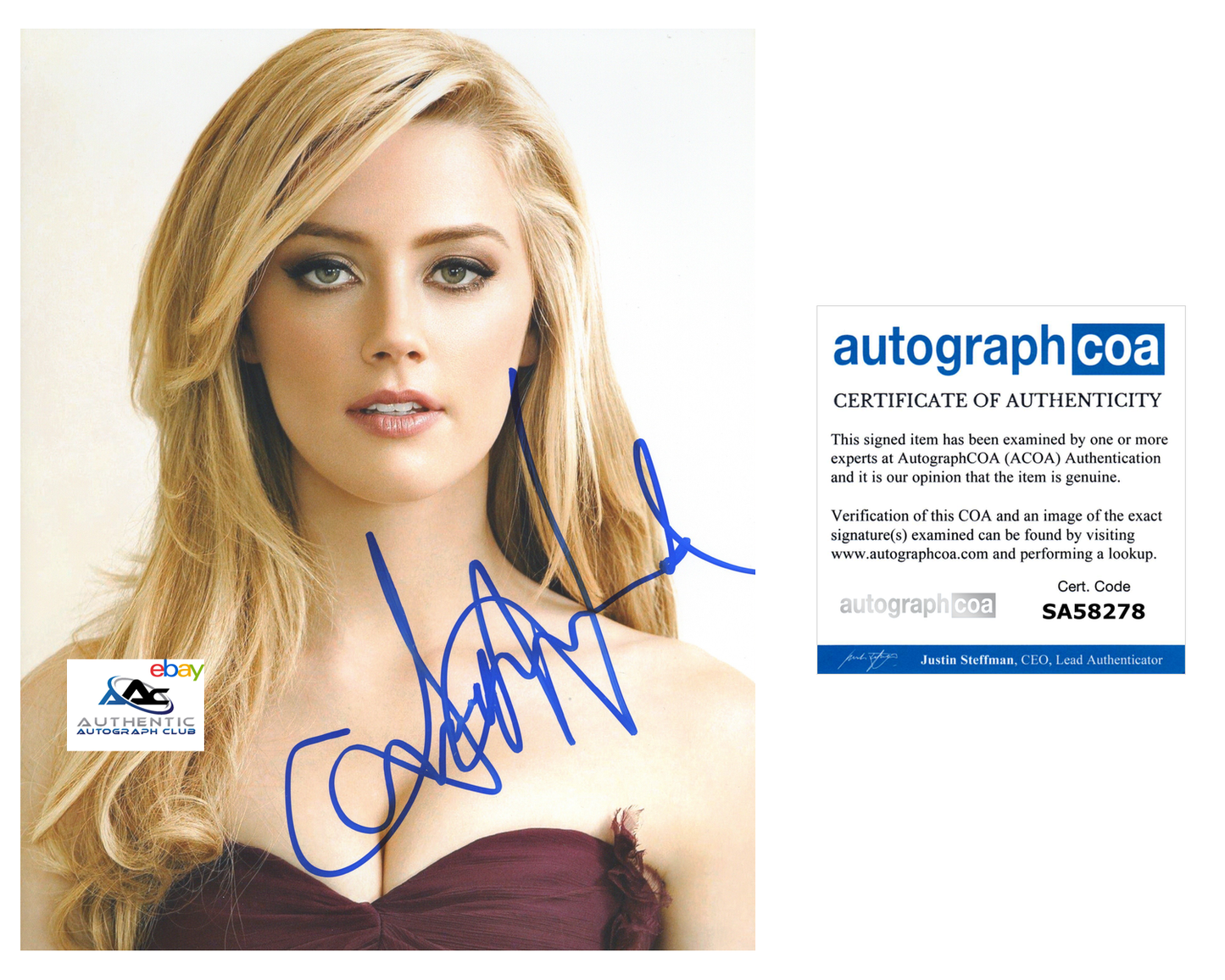 AMBER HEARD AUTOGRAPH SIGNED 8X10 PHOTO ACOA