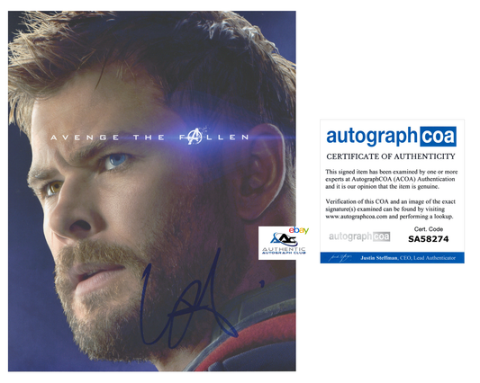 CHRIS HEMSWORTH AUTOGRAPH SIGNED 8x10 PHOTO THOR RAGNAROK MARVEL ACOA COA