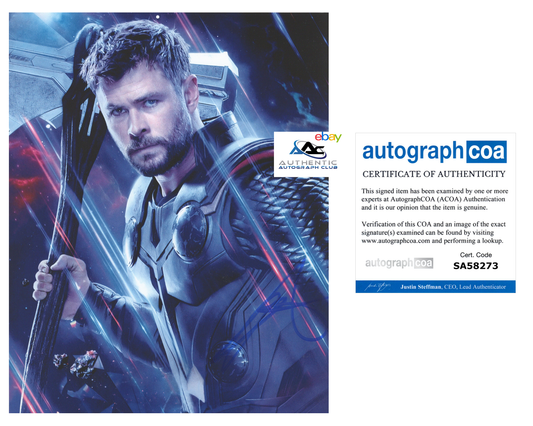 CHRIS HEMSWORTH AUTOGRAPH SIGNED 8x10 PHOTO THOR RAGNAROK MARVEL ACOA COA