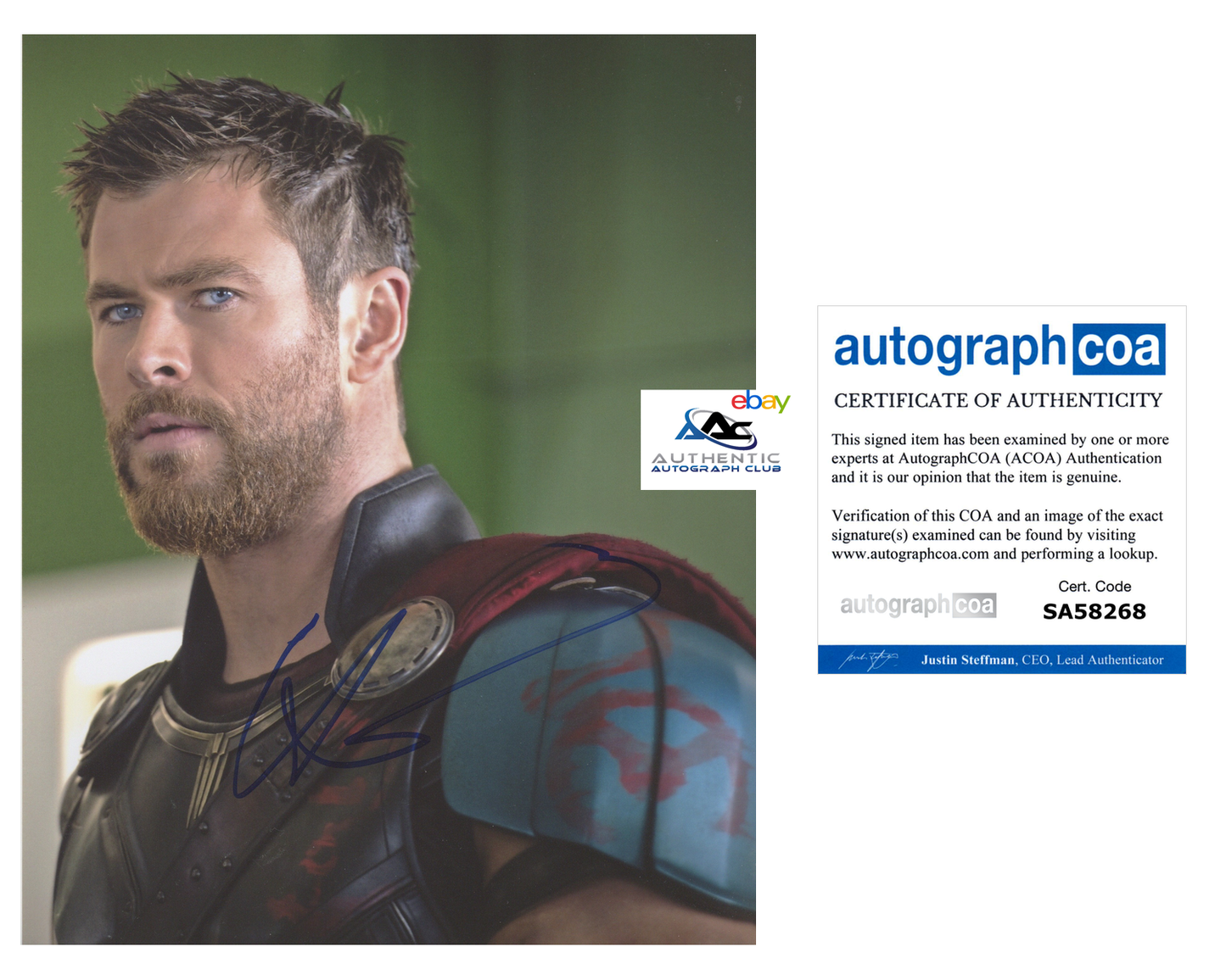 CHRIS HEMSWORTH AUTOGRAPH SIGNED 8x10 PHOTO THOR RAGNAROK MARVEL ACOA COA