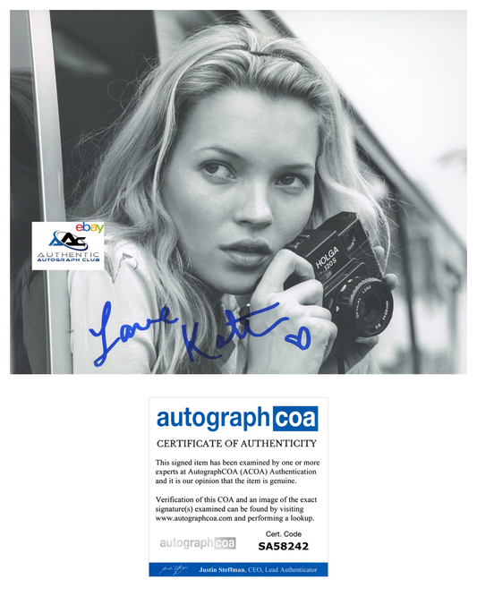 SUPERMODEL KATE MOSS AUTOGRAPH SIGNED 8X10 PHOTO ACOA COA