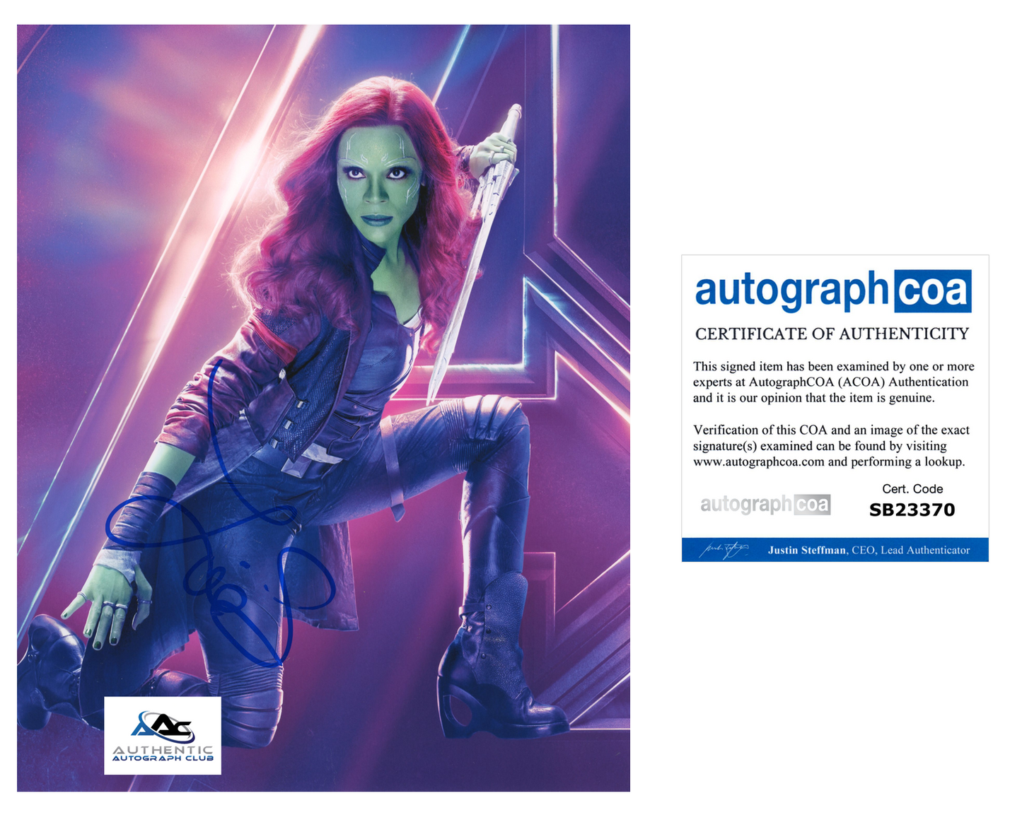 ZOE SALDANA AUTOGRAPH SIGNED 8x10 PHOTO GAMORA GUARDIANS OF THE GALAXY ACOA