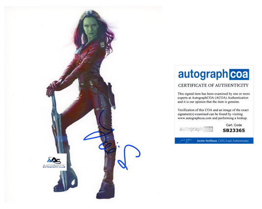 ZOE SALDANA AUTOGRAPH SIGNED 8x10 PHOTO GAMORA GUARDIANS OF THE GALAXY ACOA