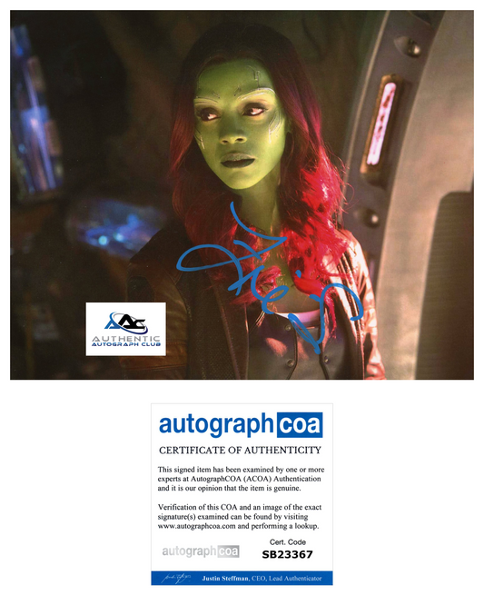 ZOE SALDANA AUTOGRAPH SIGNED 8x10 PHOTO GAMORA GUARDIANS OF THE GALAXY ACOA