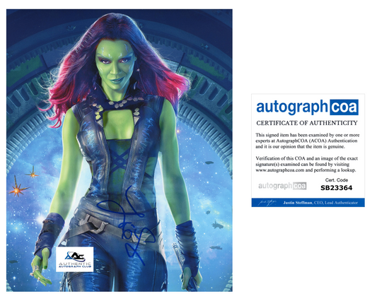 ZOE SALDANA AUTOGRAPH SIGNED 8x10 PHOTO GAMORA GUARDIANS OF THE GALAXY ACOA