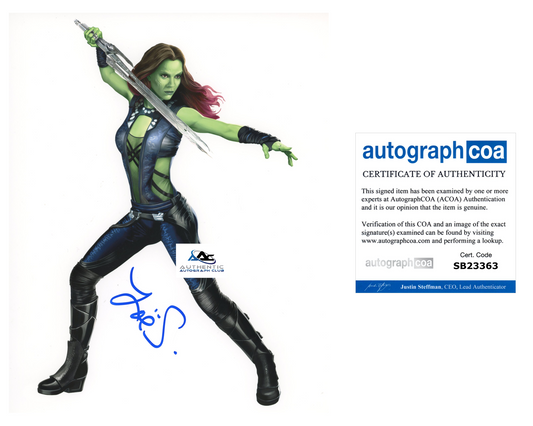 ZOE SALDANA AUTOGRAPH SIGNED 8x10 PHOTO GAMORA GUARDIANS OF THE GALAXY ACOA