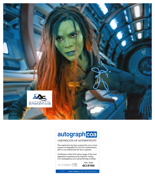 ZOE SALDANA AUTOGRAPH SIGNED 8x10 PHOTO GAMORA GUARDIANS OF THE GALAXY ACOA