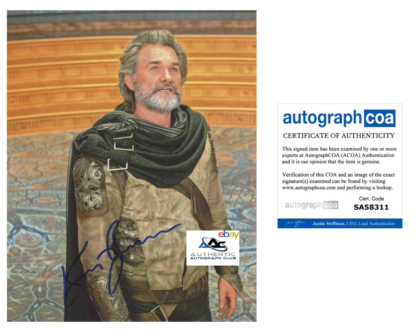 KURT RUSSELL AUTOGRAPH SIGNED 8x10 PHOTO EGO GUARDIANS OF THE GALAXY ACOA