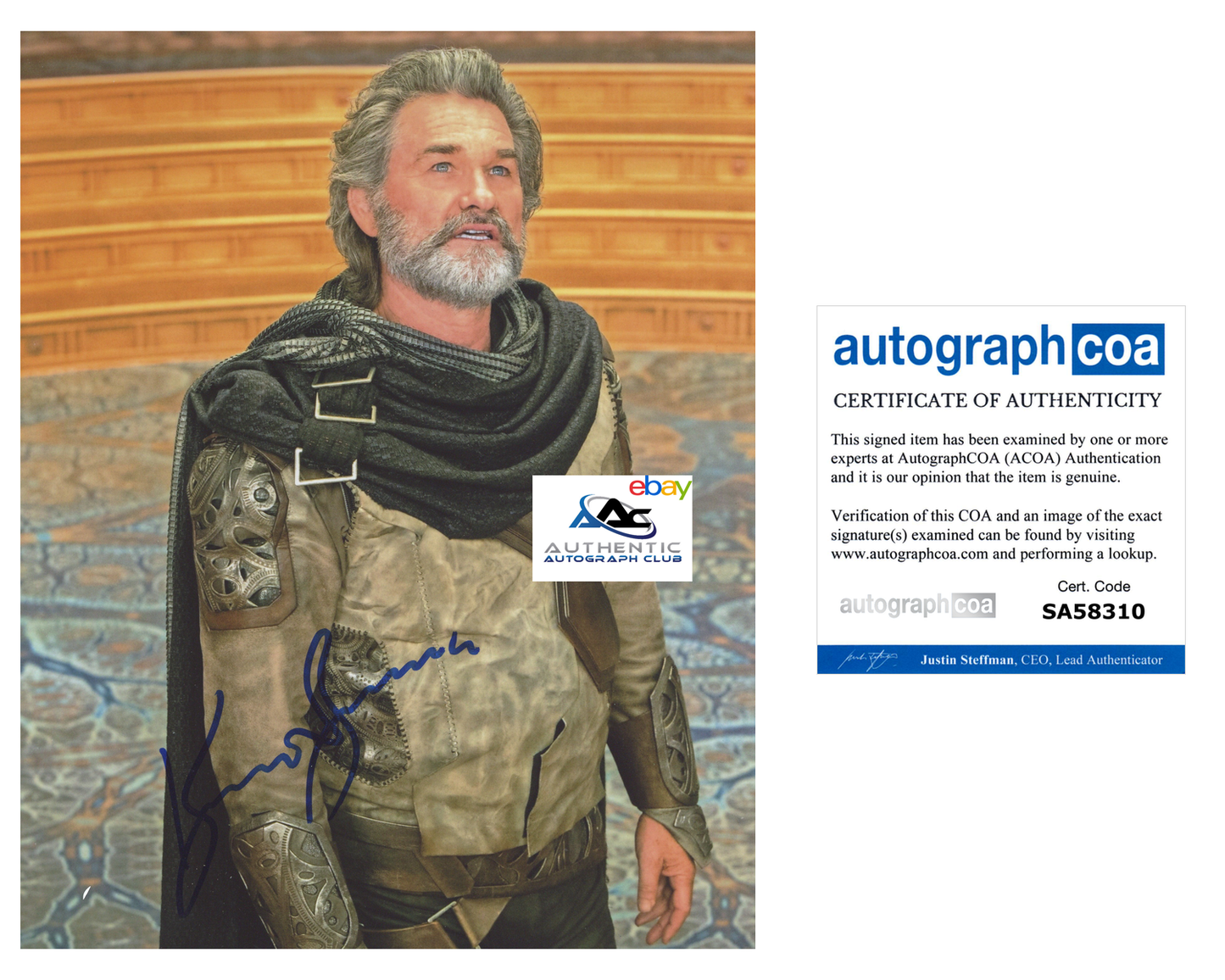 KURT RUSSELL AUTOGRAPH SIGNED 8x10 PHOTO EGO GUARDIANS OF THE GALAXY ACOA