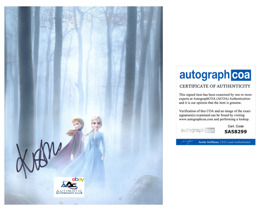 KRISTEN BELL AUTOGRAPH SIGNED 8X10 DISNEY FROZEN ANNA ACOA