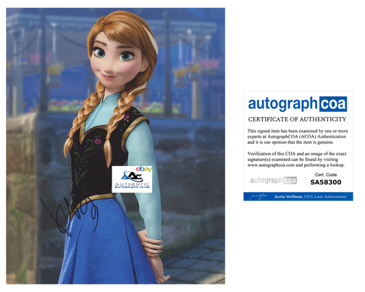 KRISTEN BELL AUTOGRAPH SIGNED 8X10 DISNEY FROZEN ANNA ACOA