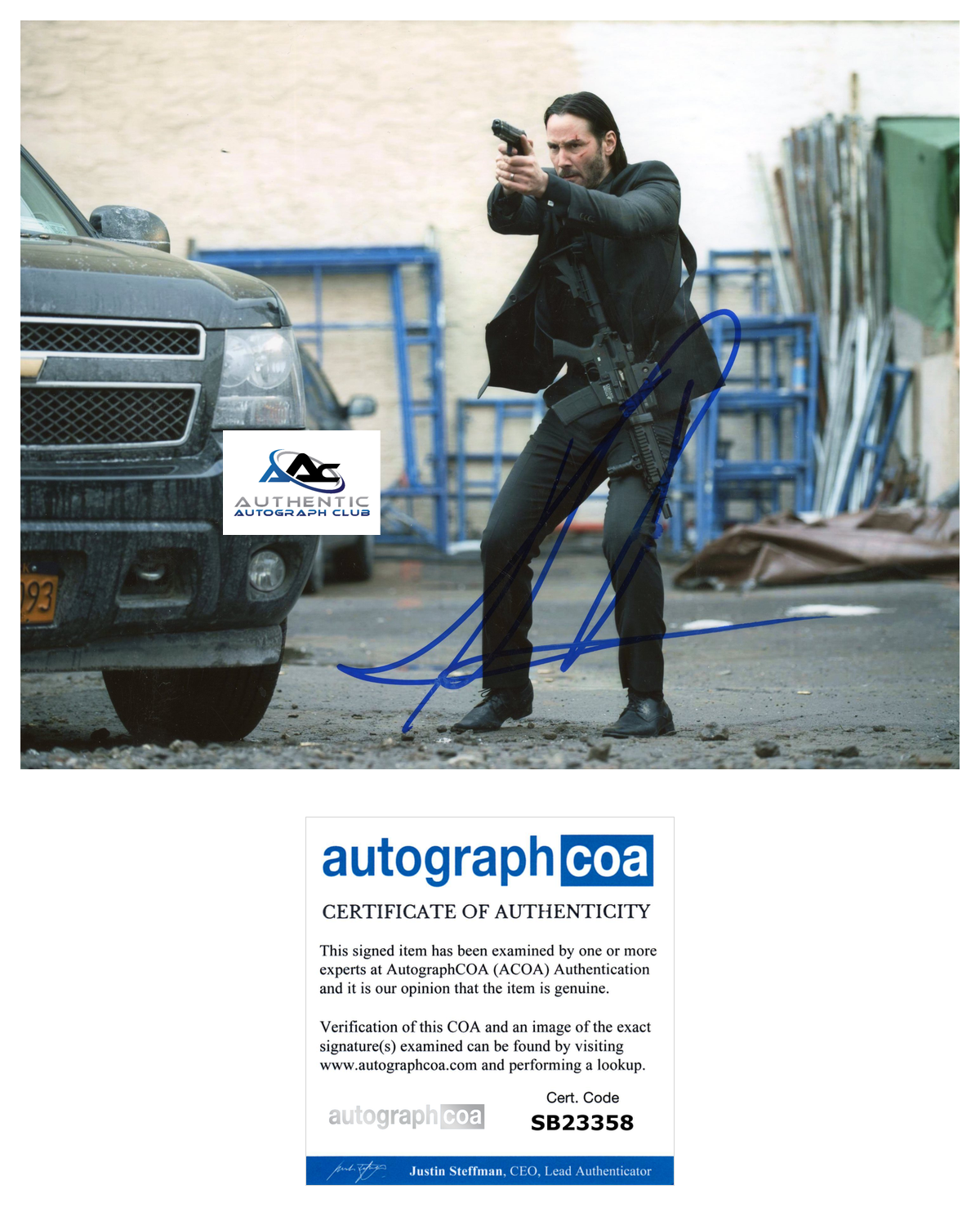 KEANU REEVES AUTOGRAPH SIGNED 8x10 PHOTO JOHN WICK ACOA