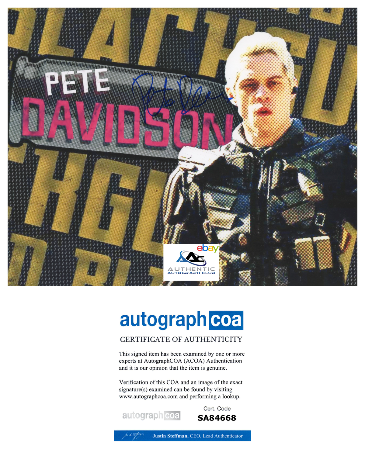 PETE DAVIDSON AUTOGRAPH SIGNED 8X10 PHOTO THE SUICIDE SQUAD SNL ACOA