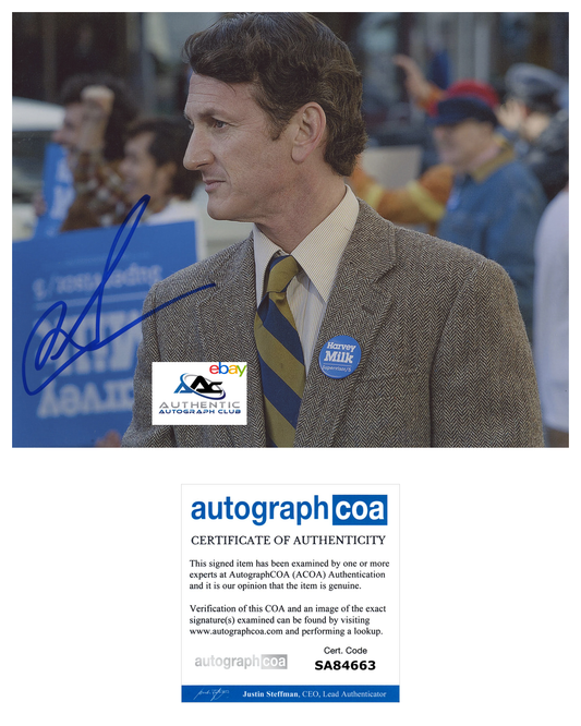 SEAN PENN AUTOGRAPH SIGNED 8X10 PHOTO MILK ACOA