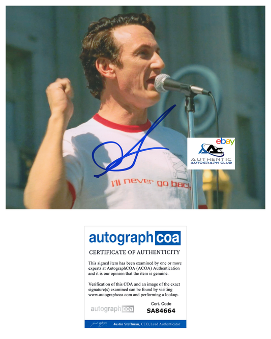 SEAN PENN AUTOGRAPH SIGNED 8X10 PHOTO MILK ACOA