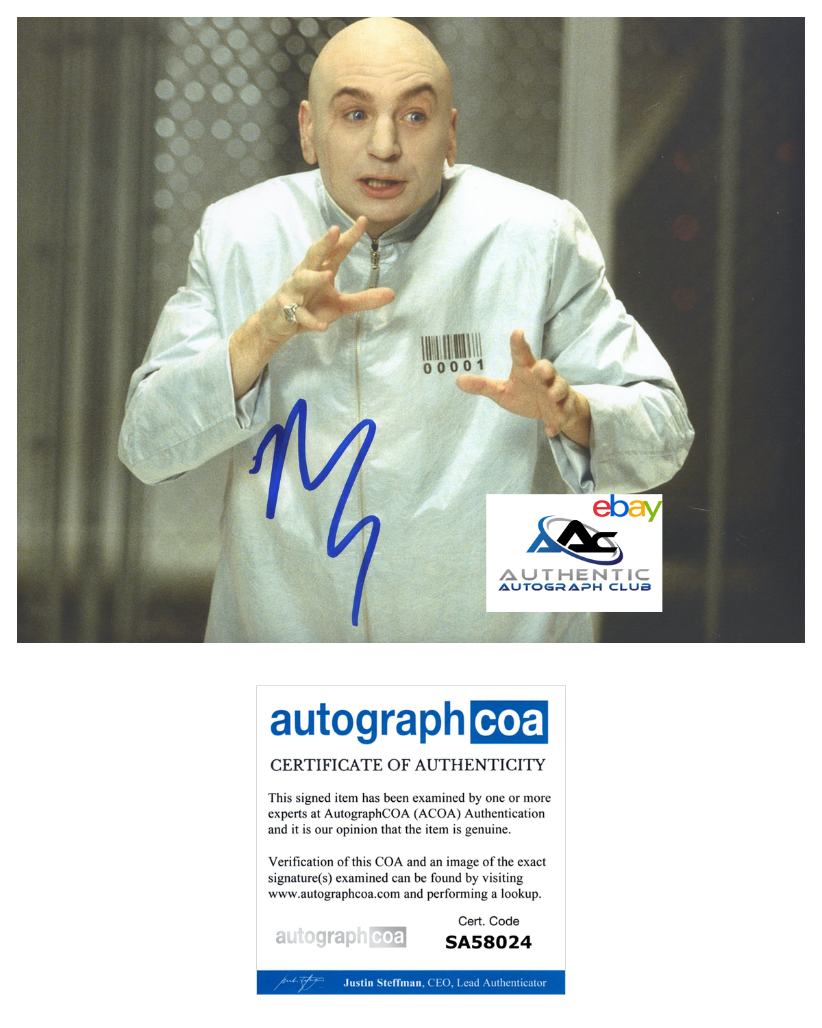 MIKE MYERS AUTOGRAPH SIGNED 8x10 PHOTO AUSTIN POWERS ACOA