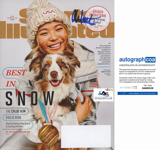 CHLOE KIM AUTOGRAPH SIGNED SPORTS ILLUSTRATED MAGAZINE US GOLD SNOWBOARDER ACOA