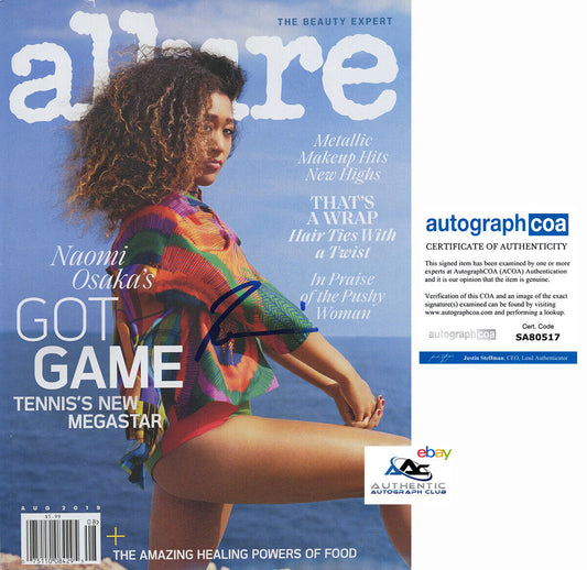 NAOMI OSAKA AUTOGRAPH SIGNED ALURE MAGAZINE TENNIS CHAMP US OPEN ACOA