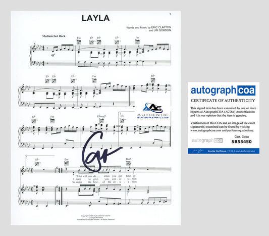 ERIC CLAPTON AUTOGRAPH SIGNED LAYLA SHEET MUSIC ACOA