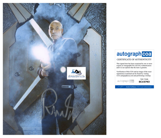 PATRICK STEWART AUTOGRAPH SIGNED 8x10 PHOTO PROFESSOR X ACOA