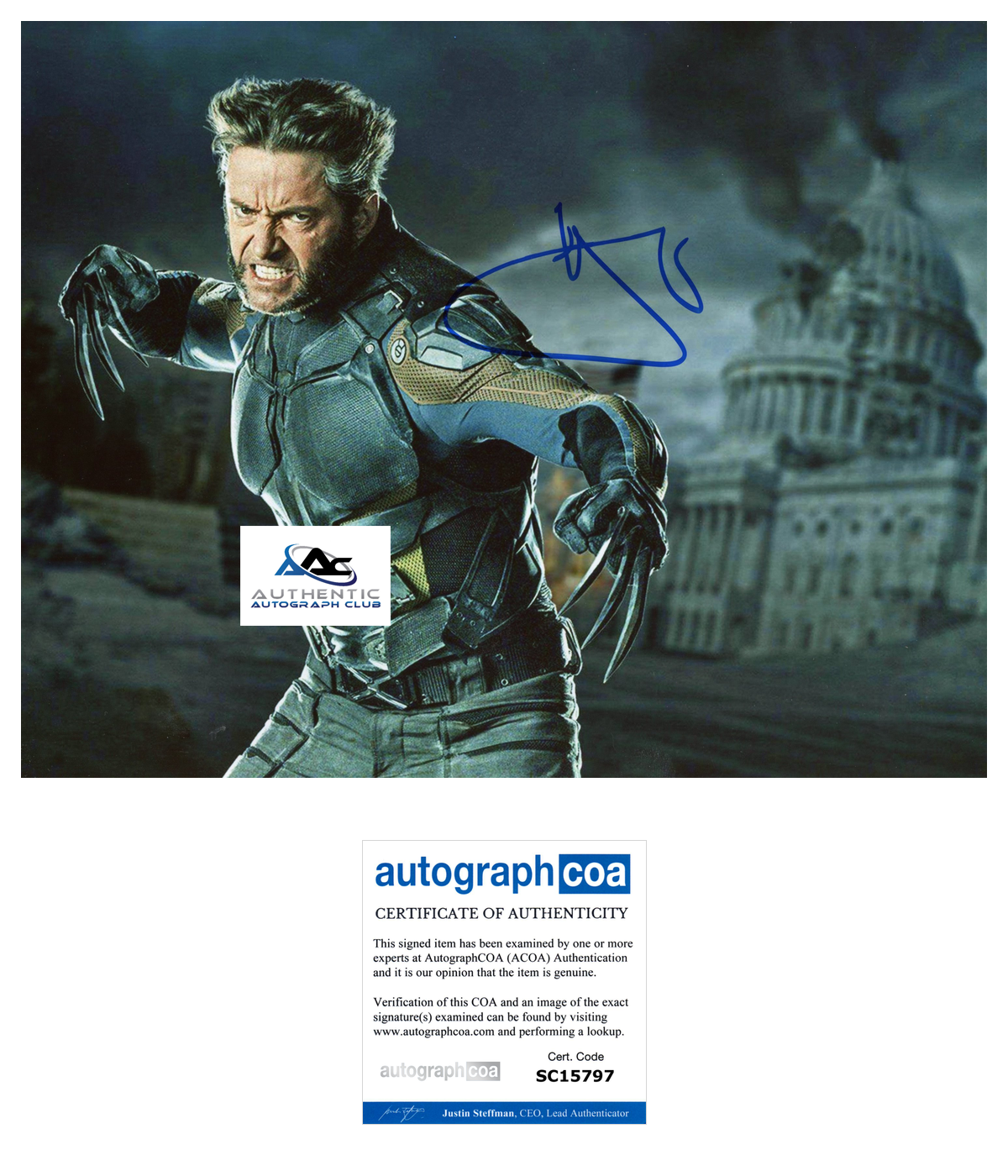 HUGH JACKMAN AUTOGRAPH SIGNED 8x10 PHOTO X-MEN XMEN WOLVERINE LOGAN ACOA