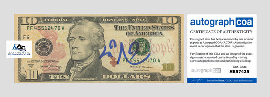 LIN MANUEL MIRANDA AUTOGRAPH SIGNED $10 TEN DOLLAR BILL HAMILTON BROADWAY ACOA