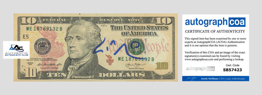 LIN MANUEL MIRANDA AUTOGRAPH SIGNED $10 TEN DOLLAR BILL HAMILTON BROADWAY ACOA