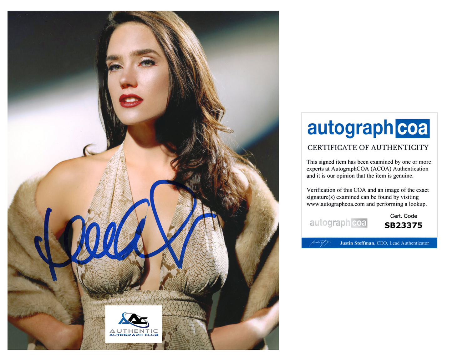 JENNIFER CONNELLY AUTOGRAPH SIGNED 8x10 PHOTO TOP GUN ACOA COA