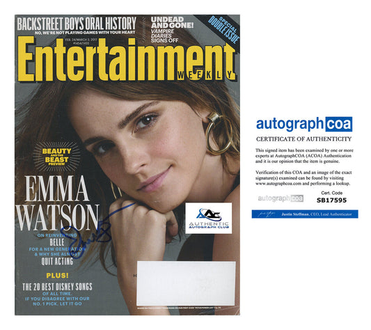 EMMA WATSON AUTOGRAPH SIGNED ENTERTAINMENT WEEKLY MAGAZINE ACOA COA