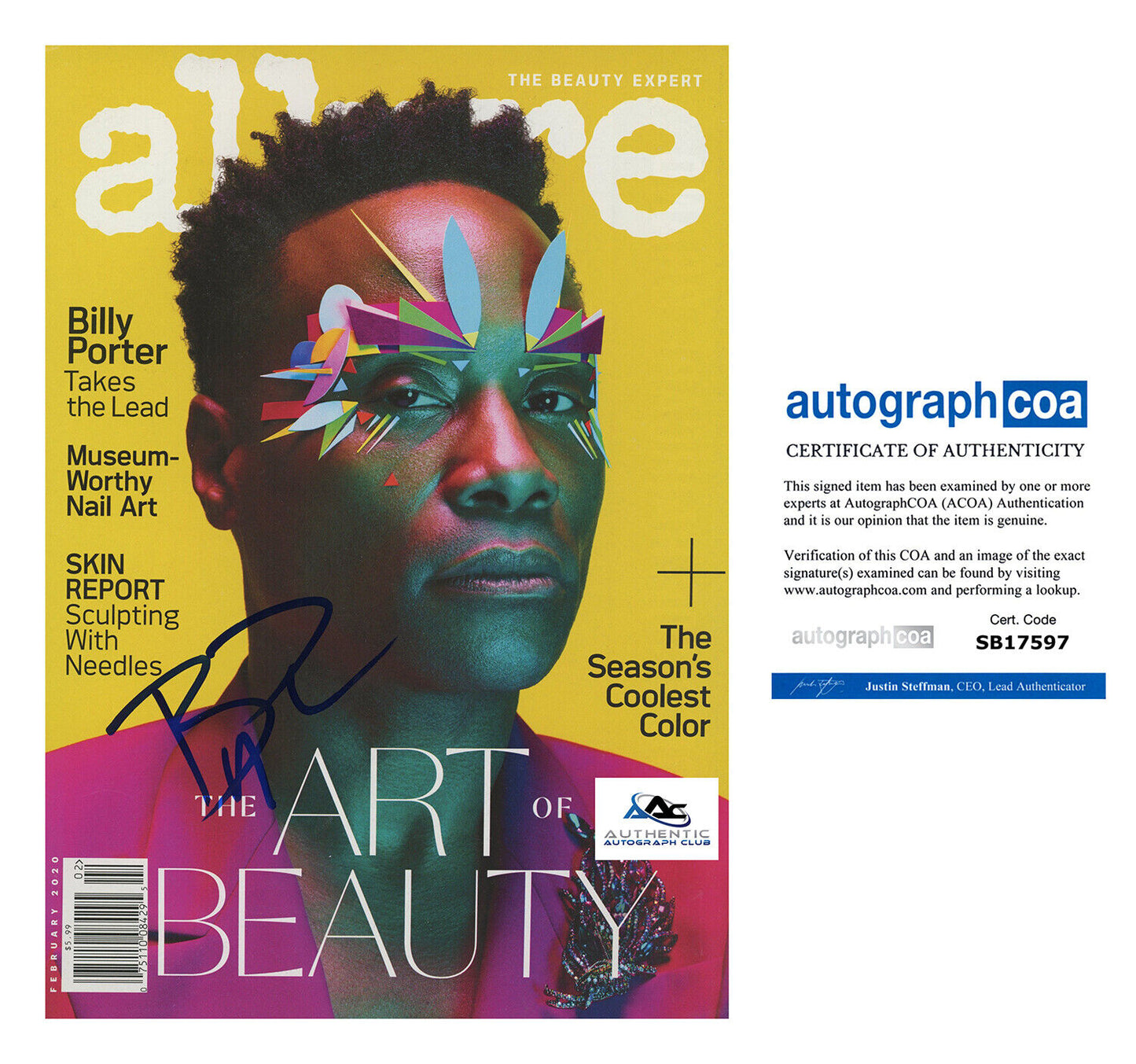 BILLY PORTER AUTOGRAPH SIGNED ALLURE MAGAZINE KINKY BOOTS ACOA COA