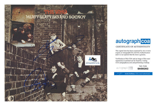 ROGER DALTREY AND PETE TOWNSHEND THE WHO AUTOGRAPH SIGNED MEATY BEATY VINYL LP