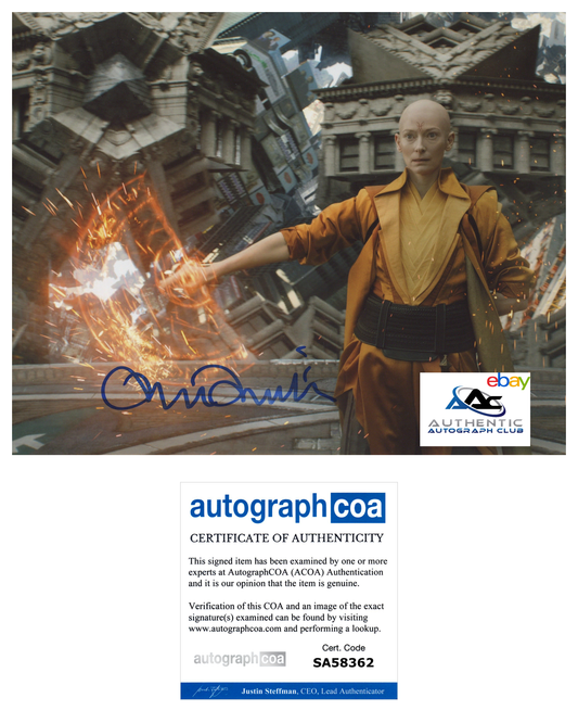 TILDA SWINTON AUTOGRAPH SIGNED 8X10 PHOTO DR STRANGE THE ANCIENT ONE ACOA