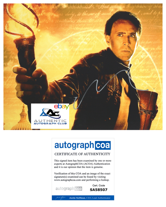 NICOLAS CAGE AUTOGRAPH SIGNED 8x10 PHOTO NATIONAL TREASURE ACOA