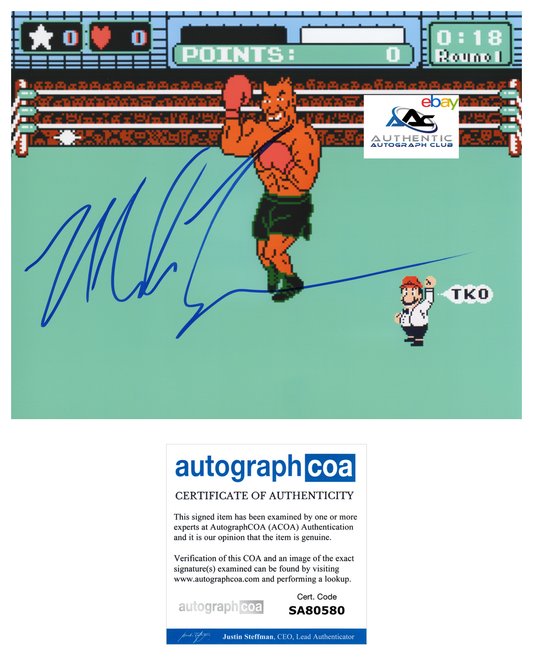 MIKE TYSON AUTOGRAPH SIGNED 8x10 PHOTO PUNCH OUT BOXING LEGEND BOXER ACOA