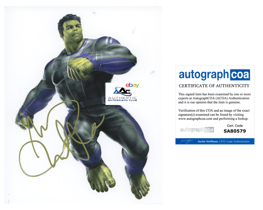 MARK RUFFALO AUTOGRAPH SIGNED 8x10 PHOTO THOR AVENGERS HULK BRUCE BANNER ACOA