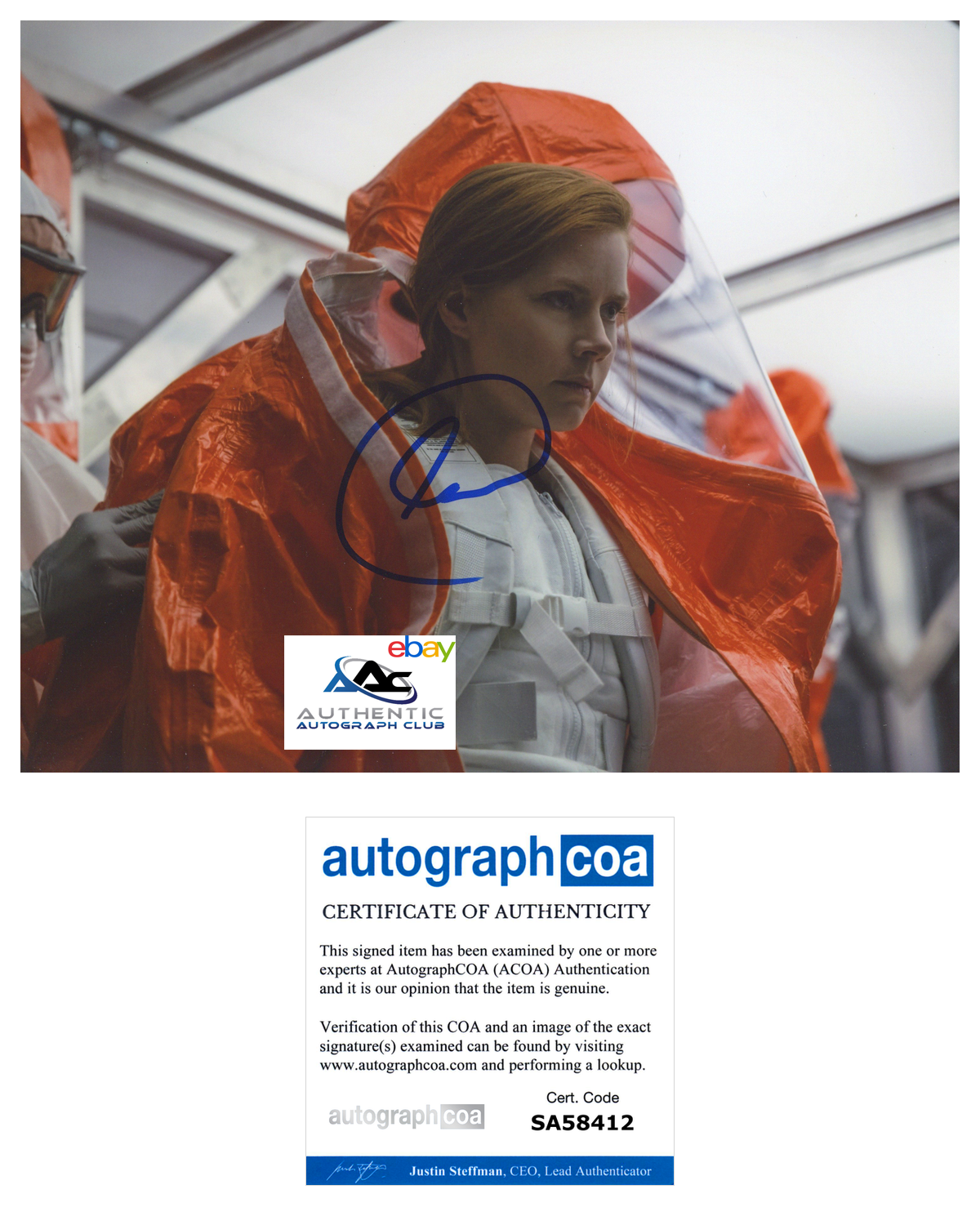 AMY ADAMS AUTOGRAPH SIGNED 8x10 PHOTO ARRIVAL LOUISE BANKS ACOA