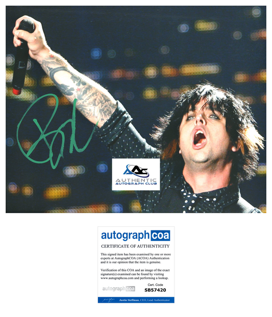 BILLIE JOE ARMSTRONG AUTOGRAPH SIGNED 8x10 PHOTO GREEN DAY ACOA