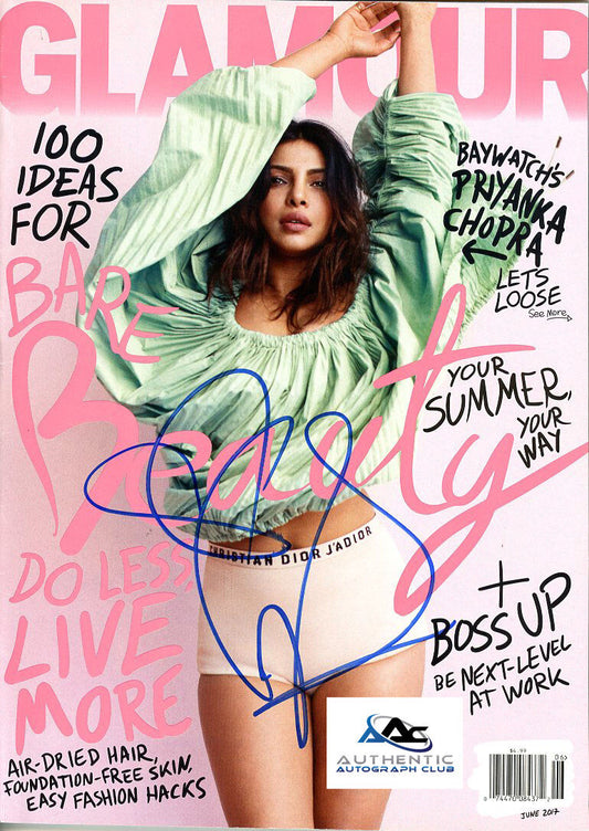 PRIYANKA CHOPRA AUTOGRAPH SIGNED GLAMOUR MAGAZINE COA