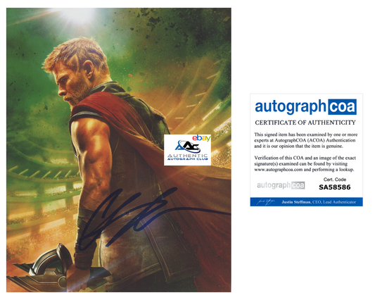 CHRIS HEMSWORTH AUTOGRAPH SIGNED 8x10 PHOTO THOR RAGNAROK ACOA