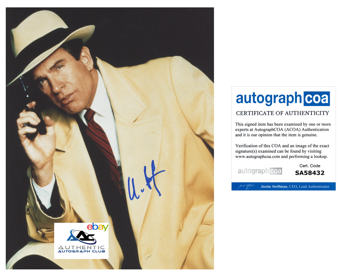 WARREN BEATTY AUTOGRAPH SIGNED 8x10 PHOTO DICK TRACY LA LA LAND FLUB ACOA