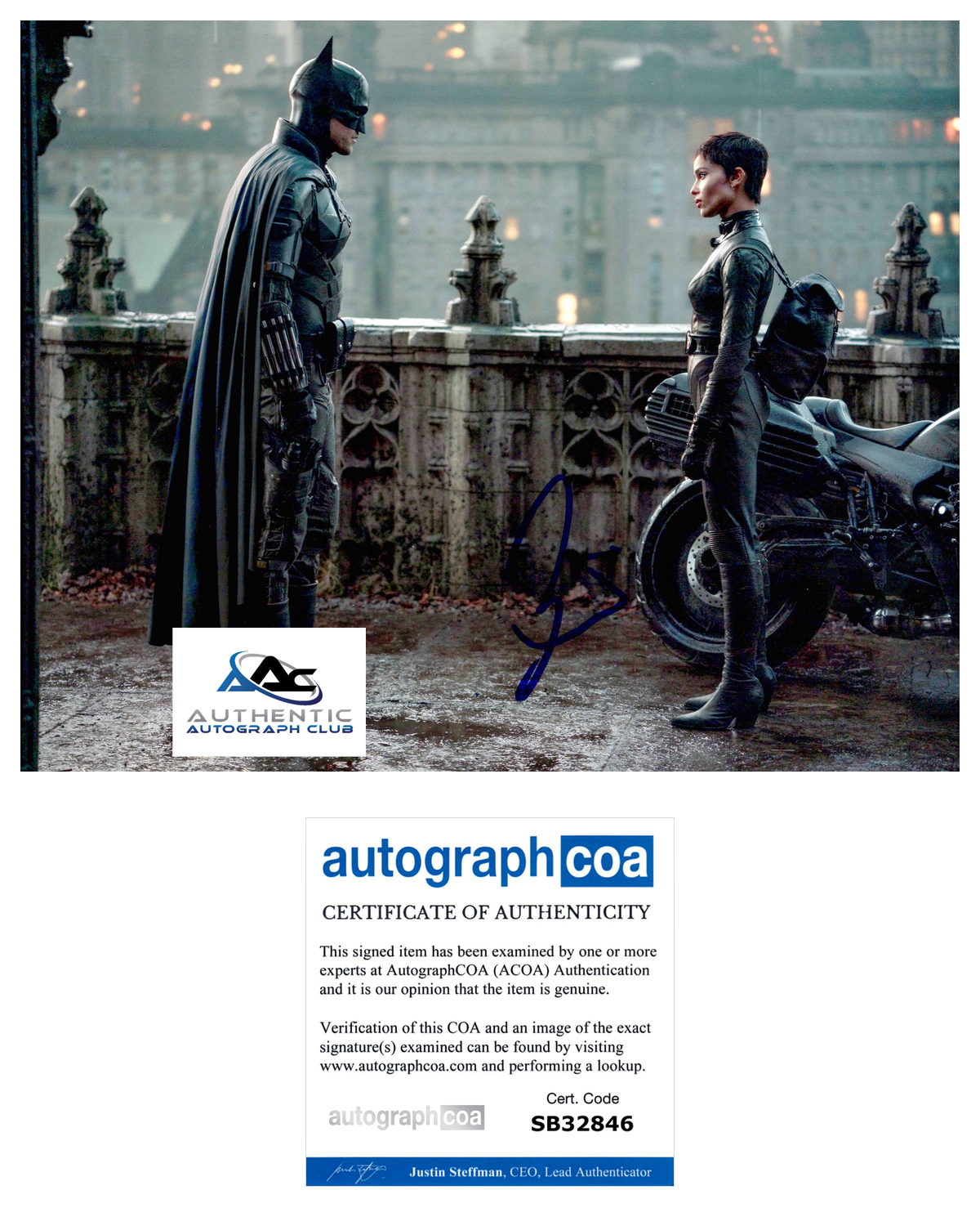 ROBERT PATTINSON AND ZOE KRAVITZ AUTOGRAPH SIGNED 8X10 PHOTO CATWOMAN THE BATMAN DC COMICS ACOA