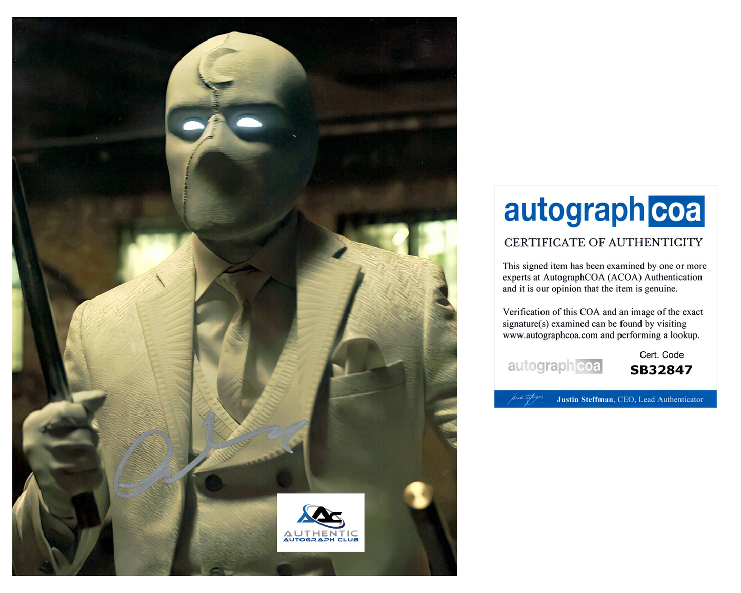 OSCAR ISAAC AUTOGRAPH SIGNED 8X10 PHOTO MOON KNIGHT MARVEL ACOA