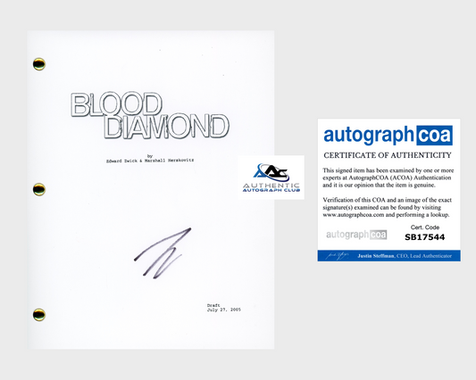 LEONARDO DICAPRIO AUTOGRAPH SIGNED BLOOD DIAMOND SCRIPT ACOA