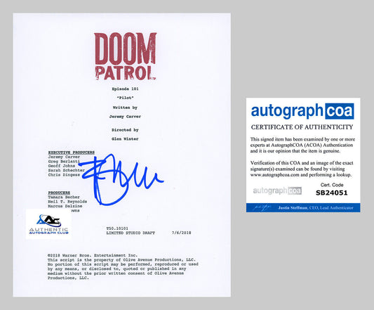 BRENDAN FRASER AUTOGRAPH SIGNED DOOM PATROL SCRIPT ACOA